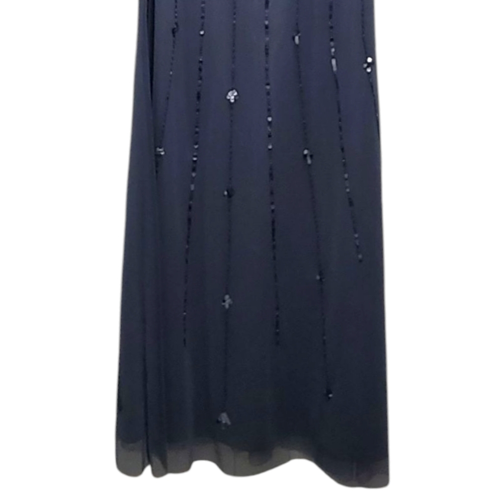 Adrianna Papell Women's Formal Dress Size 6 Dusty‎ Blue Beaded Short Sleeve Gown - Picture 10 of 17